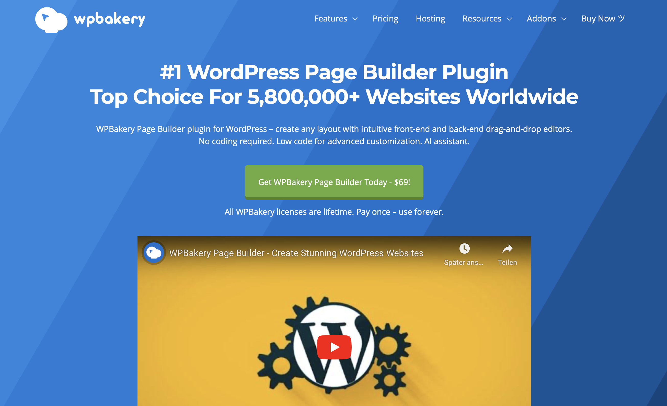 Screenshot der WPBakery-Homepage Bild: Screenshot der WPBakery-Homepage