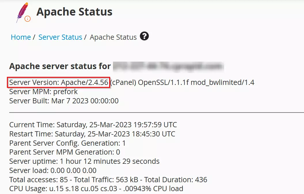 WebHost Manager: Apache Server Status Bild: WebHost Manager: Apache Server Status