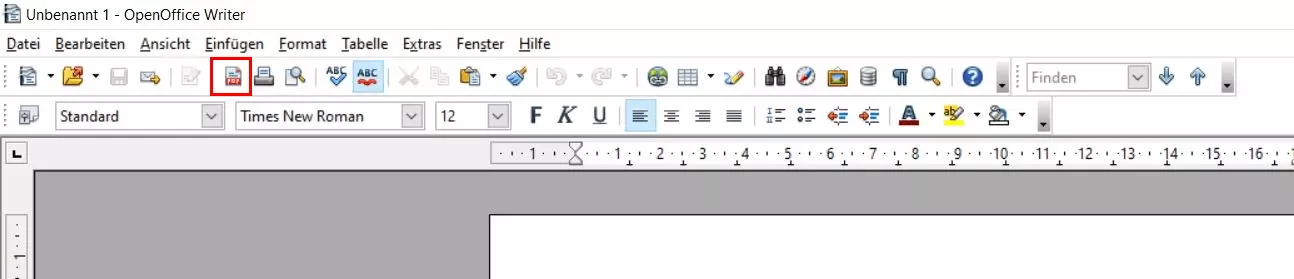 Bild: OpenOffice Writer: Direktes Exportieren als PDF