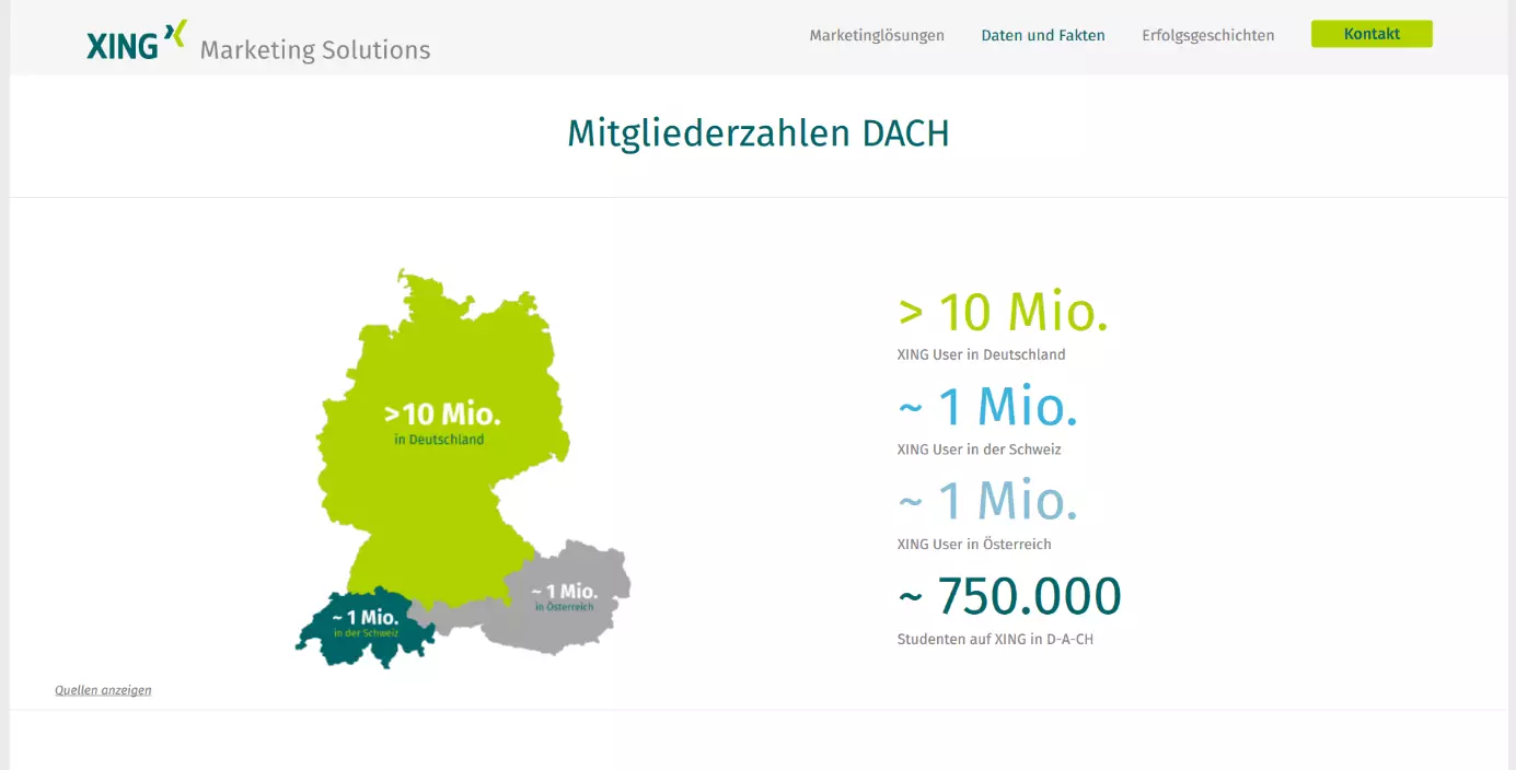 Bild: Übersicht der XING-Nutzer in der D-A-CH-Region