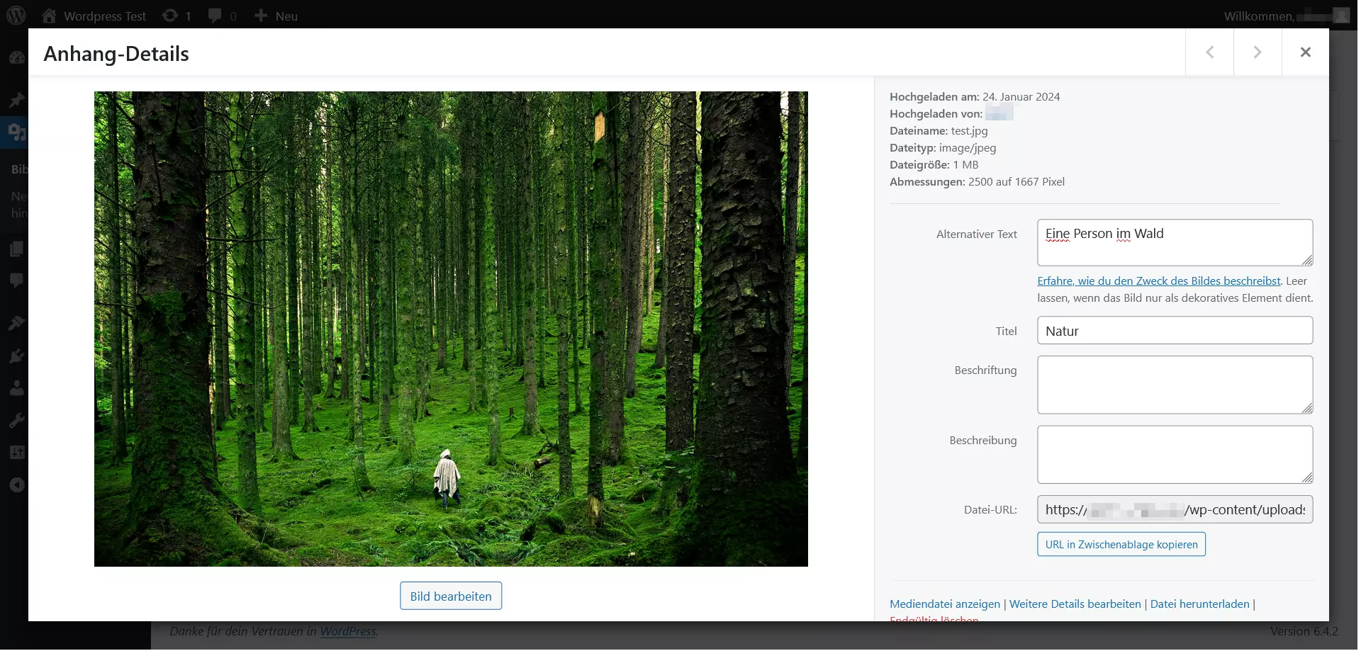Mediathek-Ansicht im Dashboard von WordPress Bild: Mediathek-Ansicht im Dashboard von WordPress