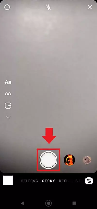 Bild: Die Foto- und Videoaufnahme startet über den Auslöser-Button