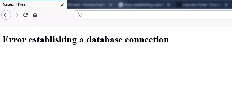 Bild: Screenshot der Fehlermeldung „Error establishing a database connection“
