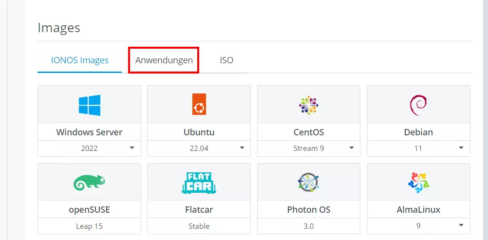 IONOS Apps im Cloud Panel Bild: IONOS Apps im Cloud Panel