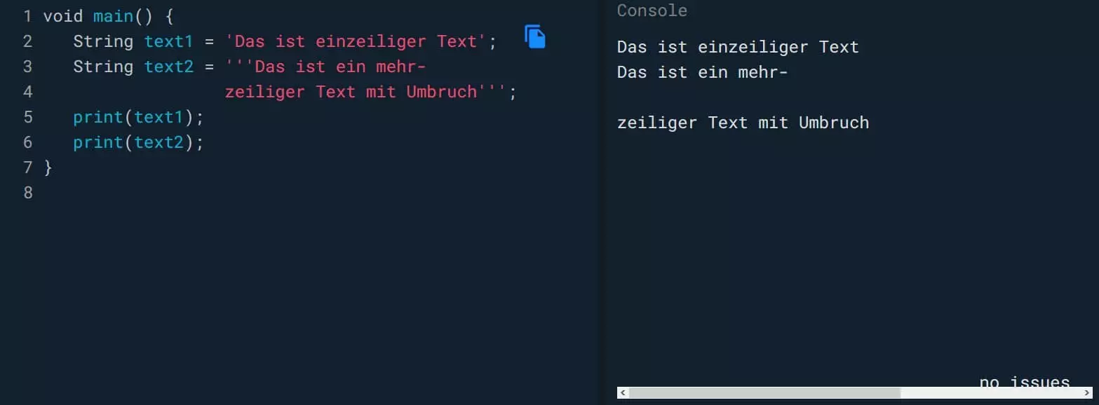 Bild: DART-Programmieren lernen: Ein- und mehrzeiliger Text