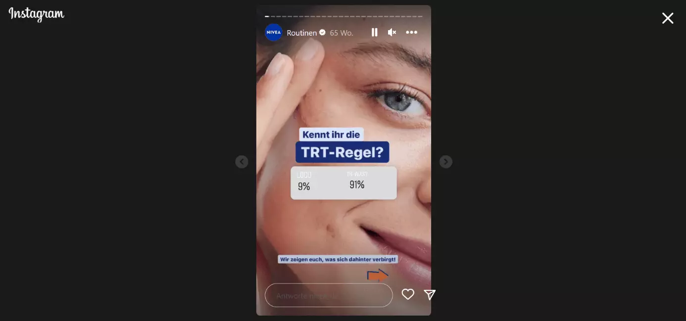 Bild: Screenshot eines Instagram-Posts von Nivea mit Umfrage