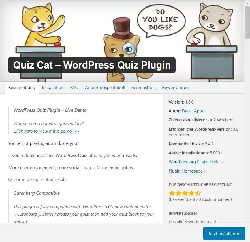 Bild: WordPress-Quiz-Plug-in: Quiz Cat