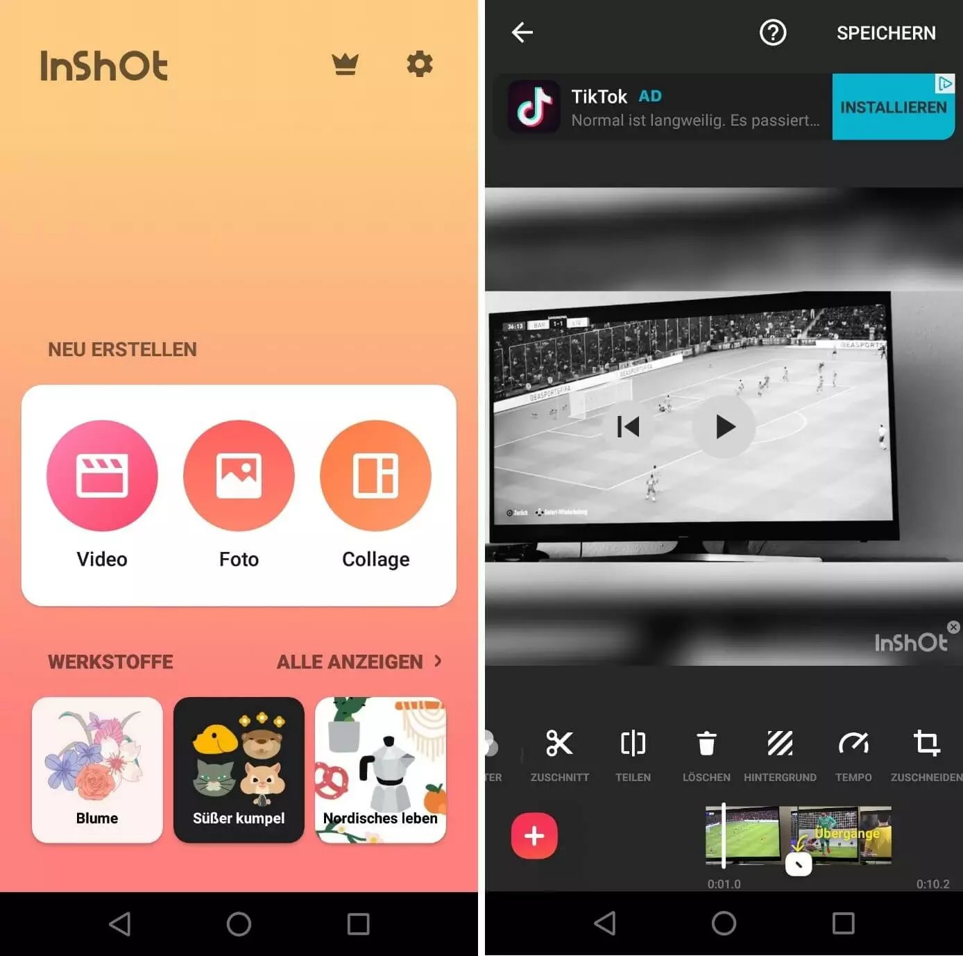 Bild: Screenshots der InShOt-Android-App
