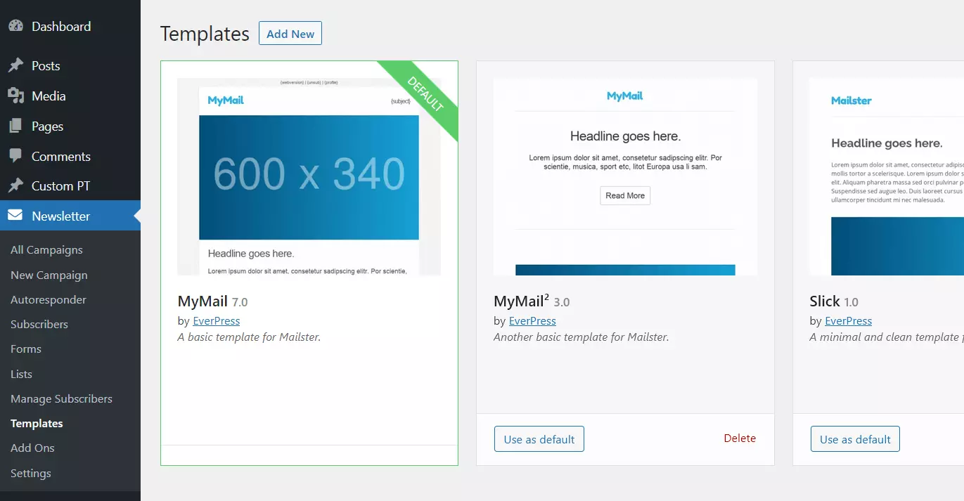 Bild: Mailster im WordPress-Backend
