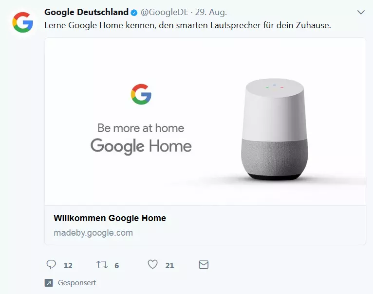 Bild: Beispiel einer Twitter Ad