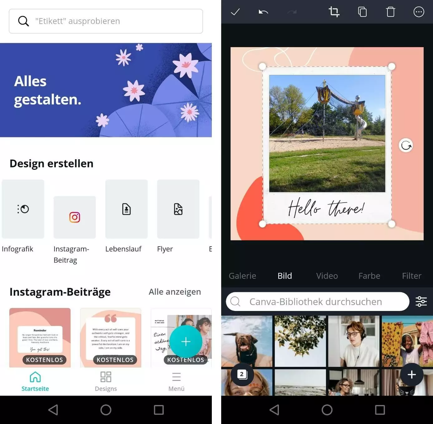 Bild: Canva: Screenshots aus der Android-App