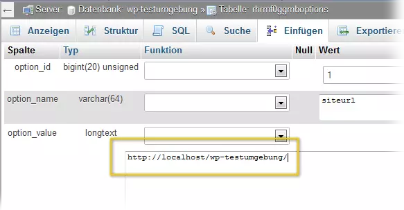 Bild: Datenbank editieren